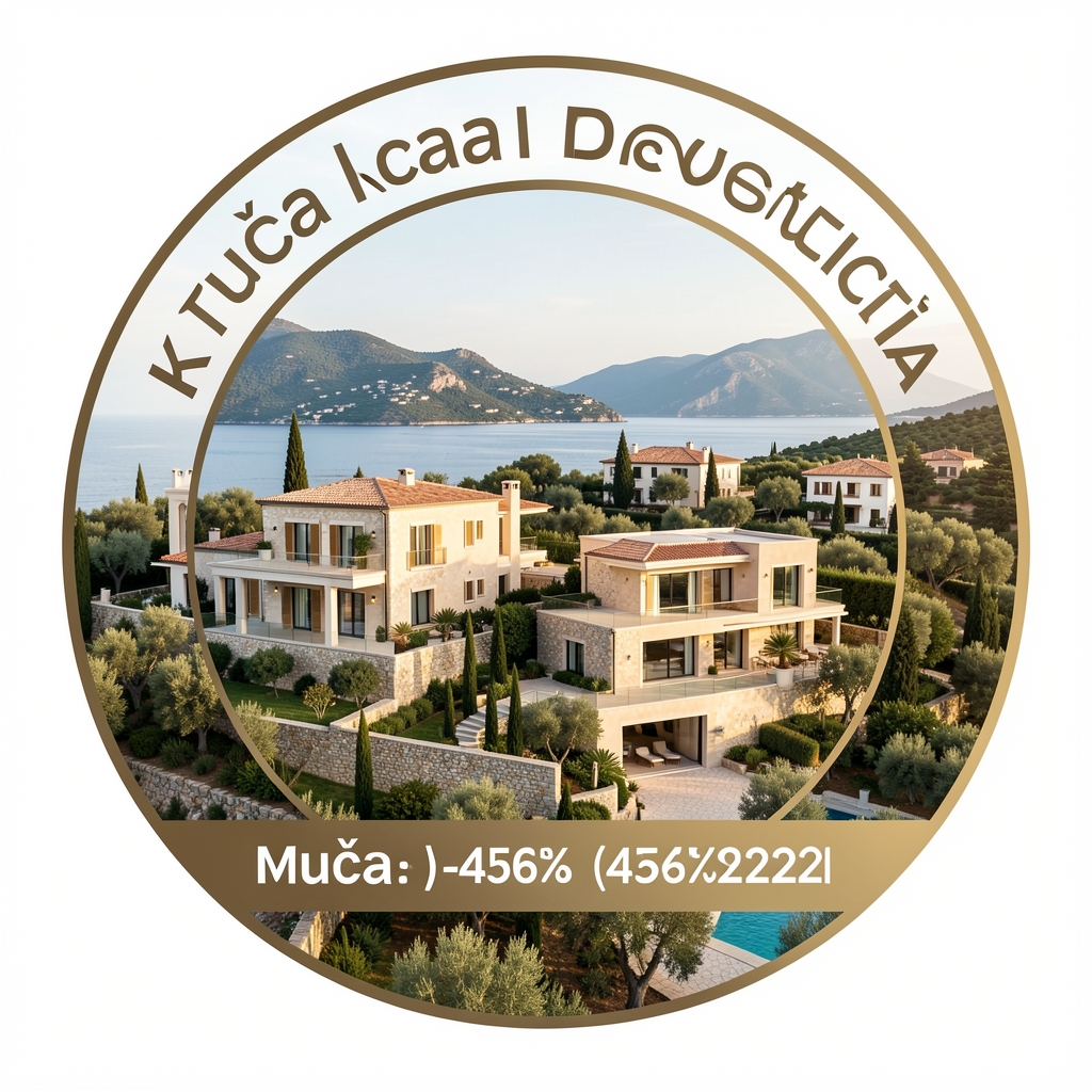 Podcast logo Kuća kao Investicija s fotografijom luksuznih nekretnina u Dalmaciji i numeričkim podacima